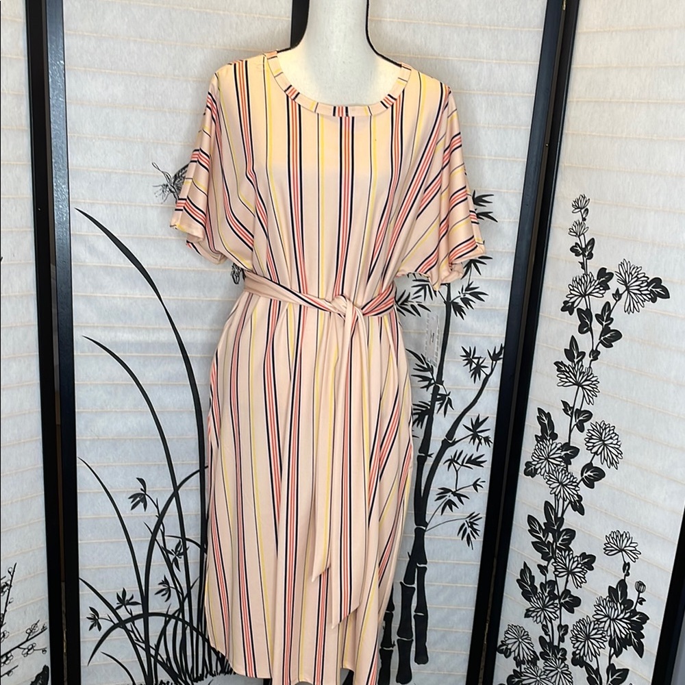 Lularoe Marley Striped Cream Dress 2xl